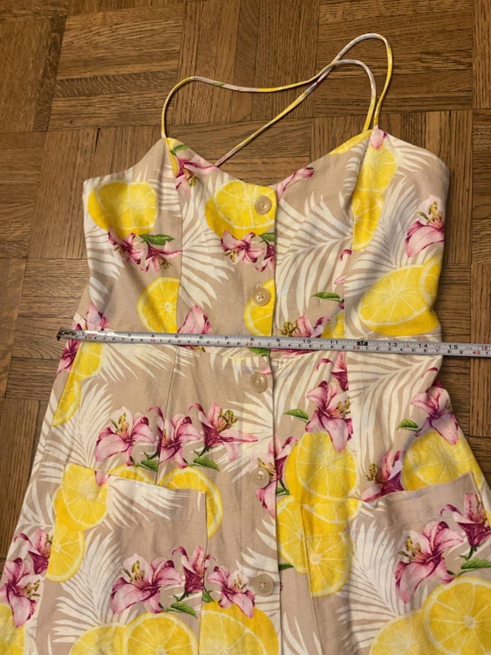 Lemon Floral Midi Linen Blend Dress - Picture 12 of 13